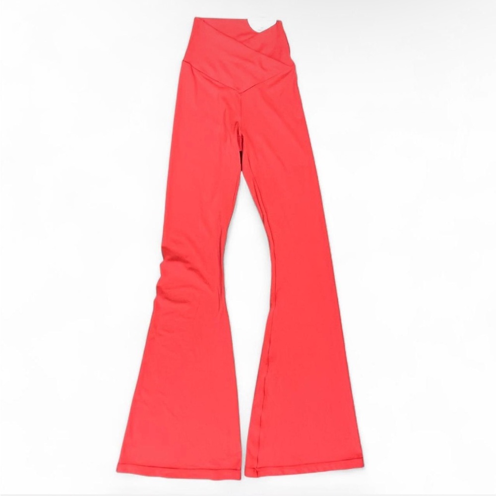 Aerie Crossover Coral Red Hi Rise Flare Leggings in XS SHORT